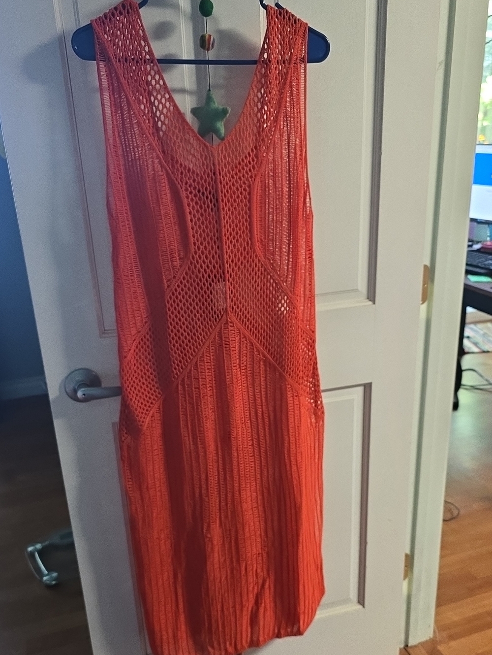 Backless Orange Crochet Maxi Dress